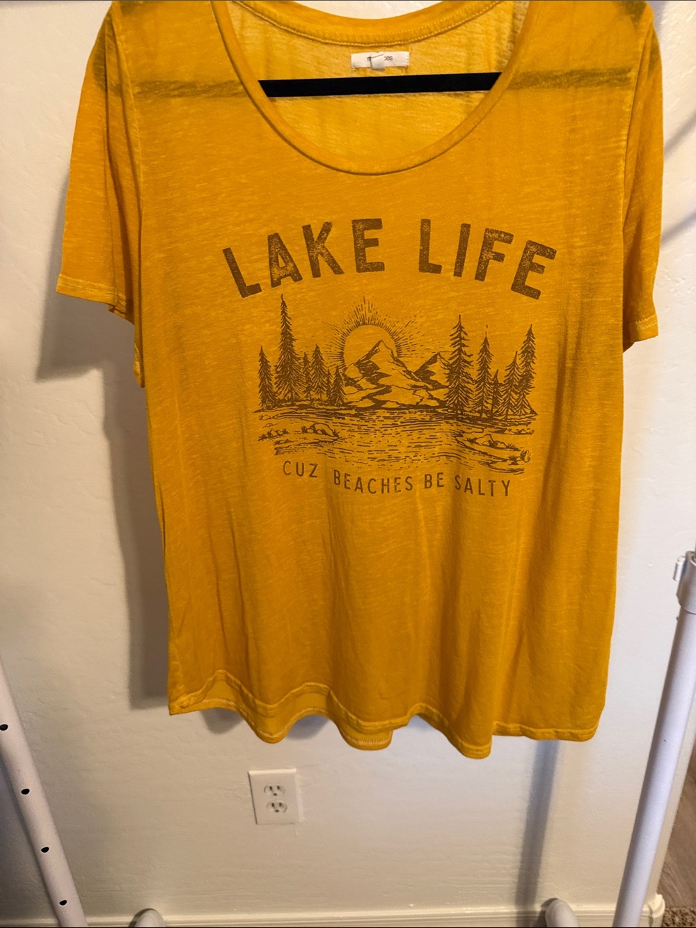 Maurices Mustard Yellow 'Lake Life' Graphic Short Sleeve Tee